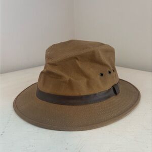 Filson Tin Cloth Packer Hat Brown Leather Trim